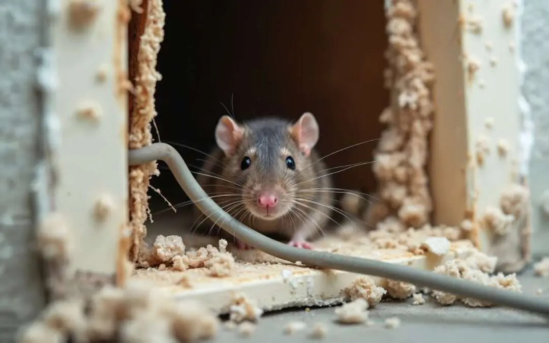 Brown rat nests in house insulation.