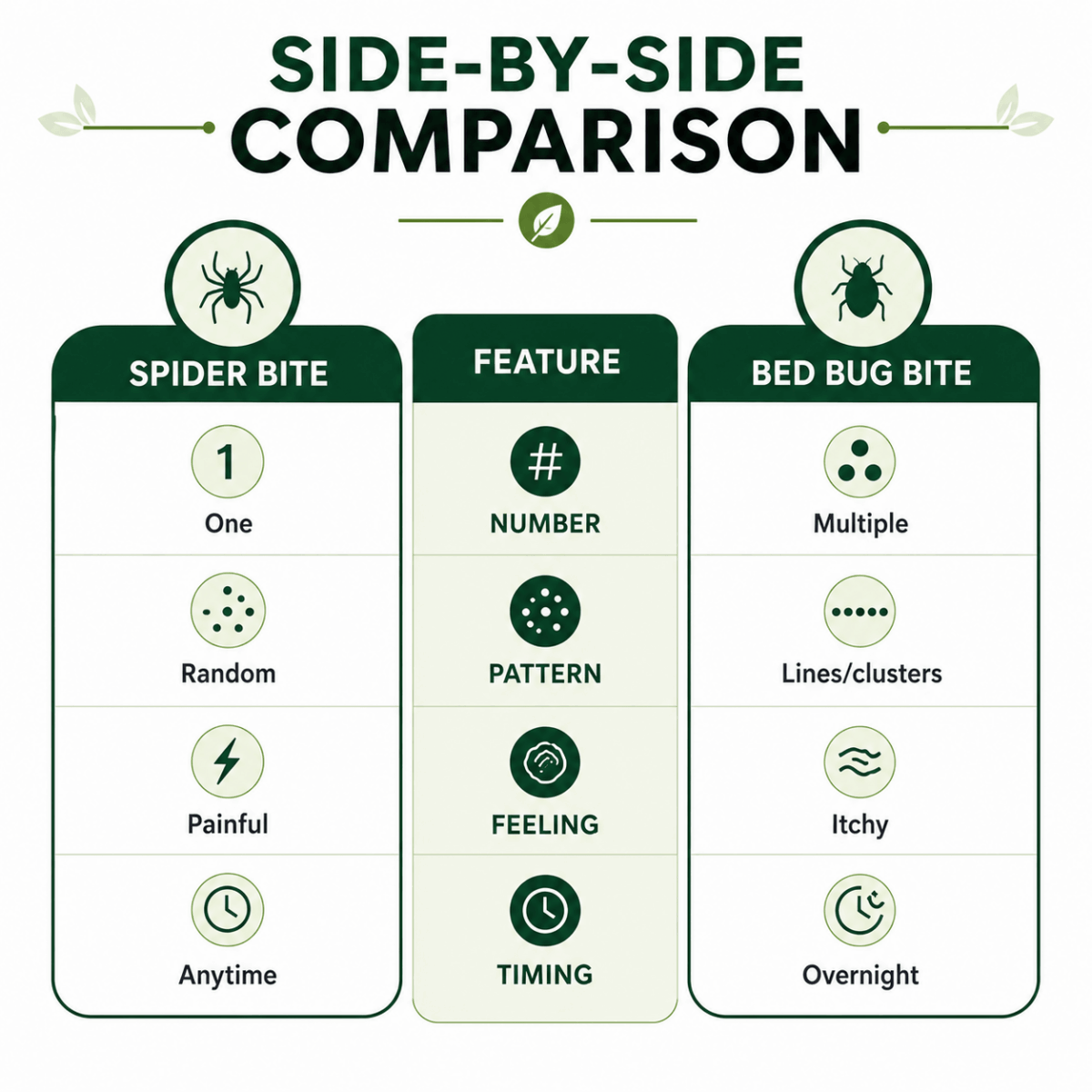 Spider Bite vs Bed Bug Bite: Side-by-Side Comparison<br />
