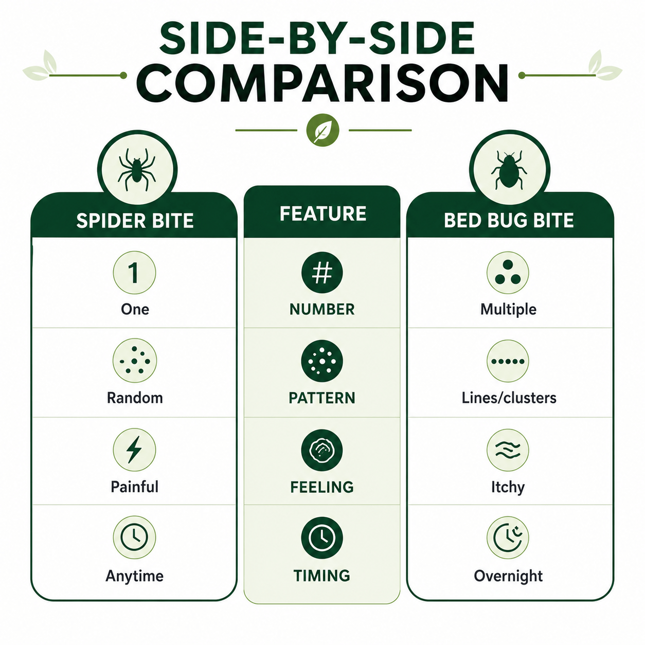 Spider Bite vs Bed Bug Bite: Side-by-Side Comparison<br />
